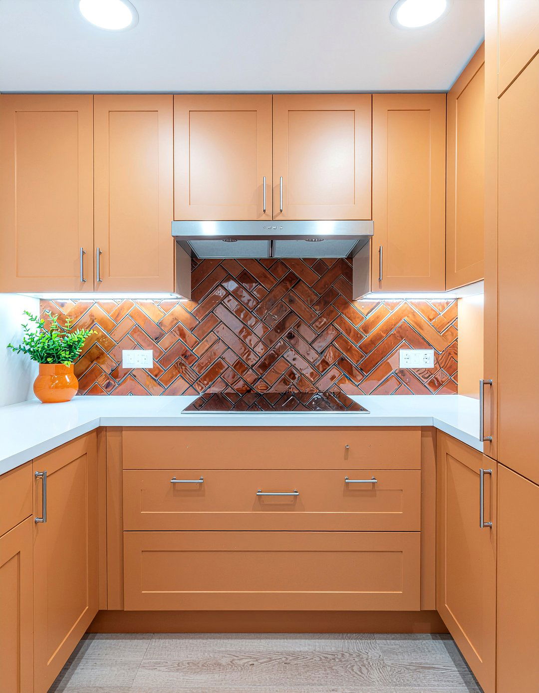Orange subway tile backsplash - 30 orange kitchen ideas