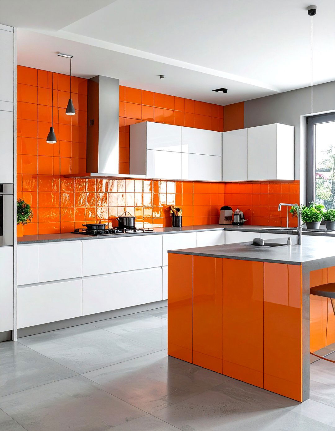 Orange tile backsplash - 30 bright orange kitchen ideas