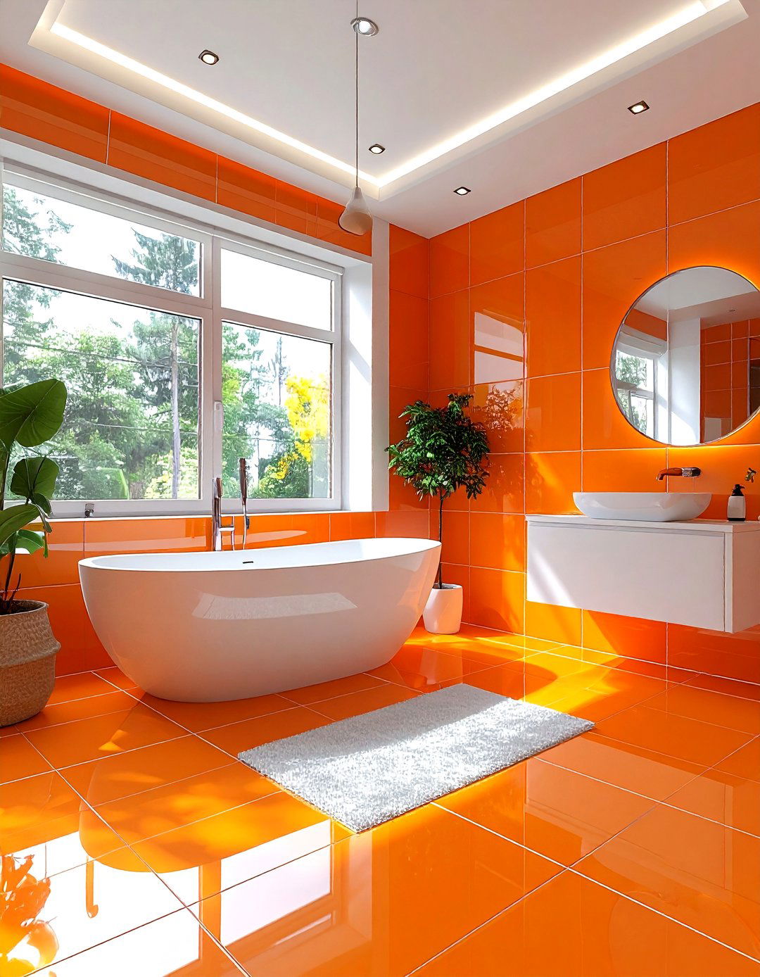 Orange tile bathroom - 30 bright orange bathroom ideas
