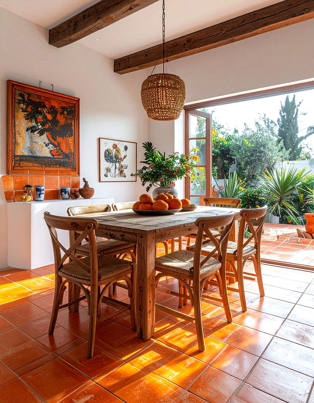 Orange tile flooring - 30 orange dining room decor ideas