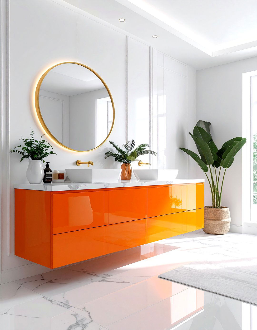 Orange vanity bathroom - 30 bright orange bathroom ideas
