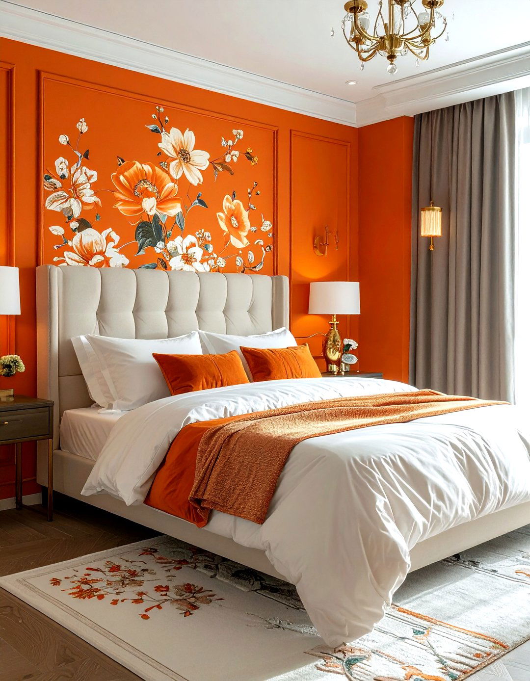Orange wallpaper bedroom - 30 bright orange bedroom ideas