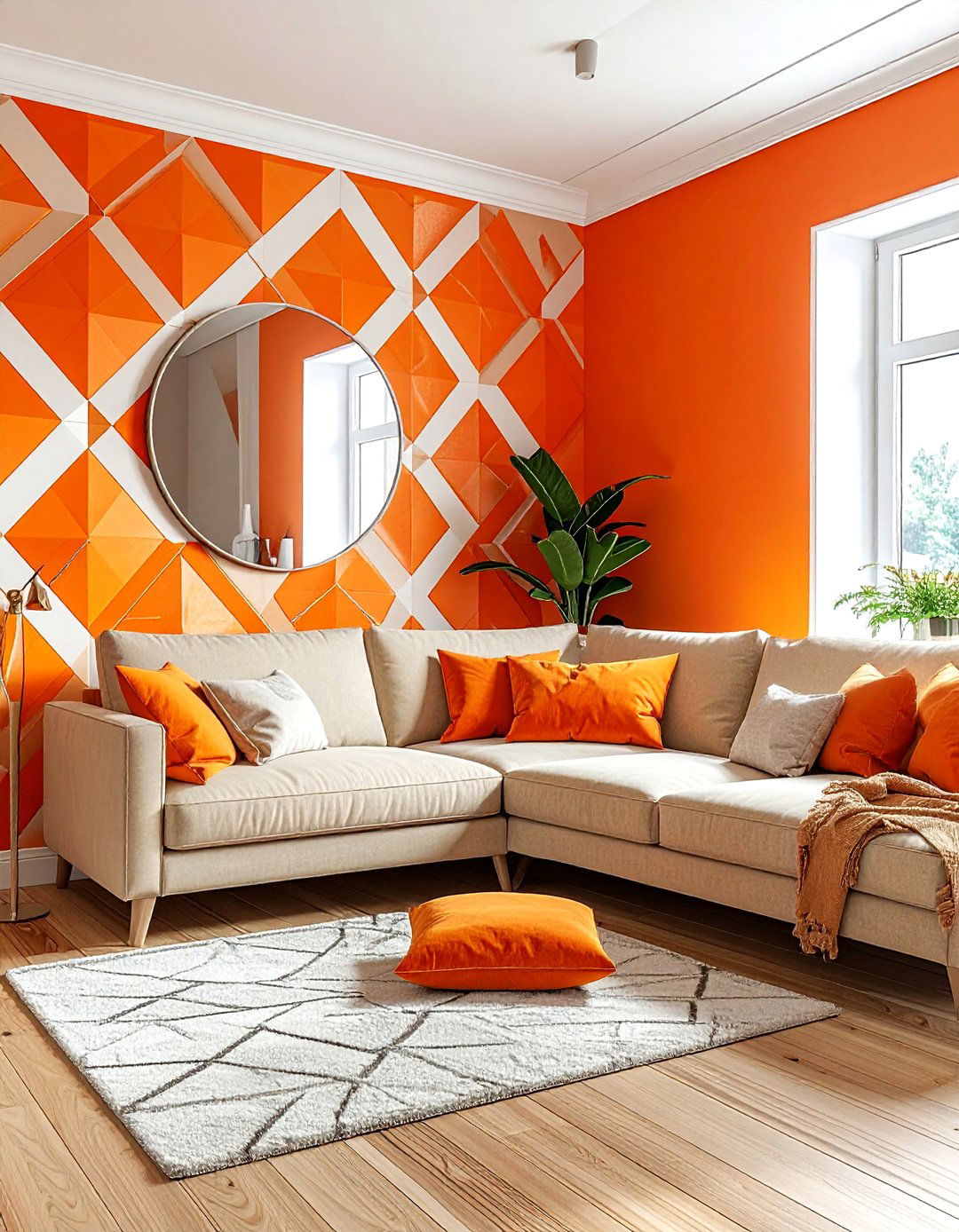 Orange wallpaper living room - 30 bright orange living room ideas