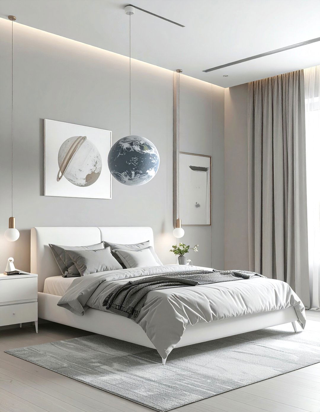 Orbiting planet mobile - 30 space themed bedroom ideas
