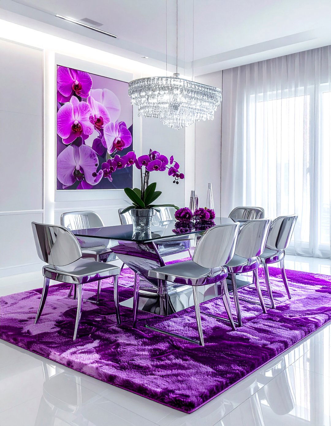 Orchid and silver dining room - 30 purple dining room color schemes