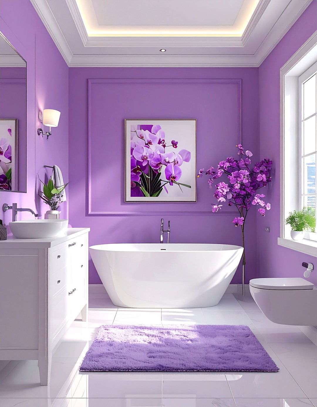 Orchid bathroom color scheme - 30 purple and white bathroom ideas
