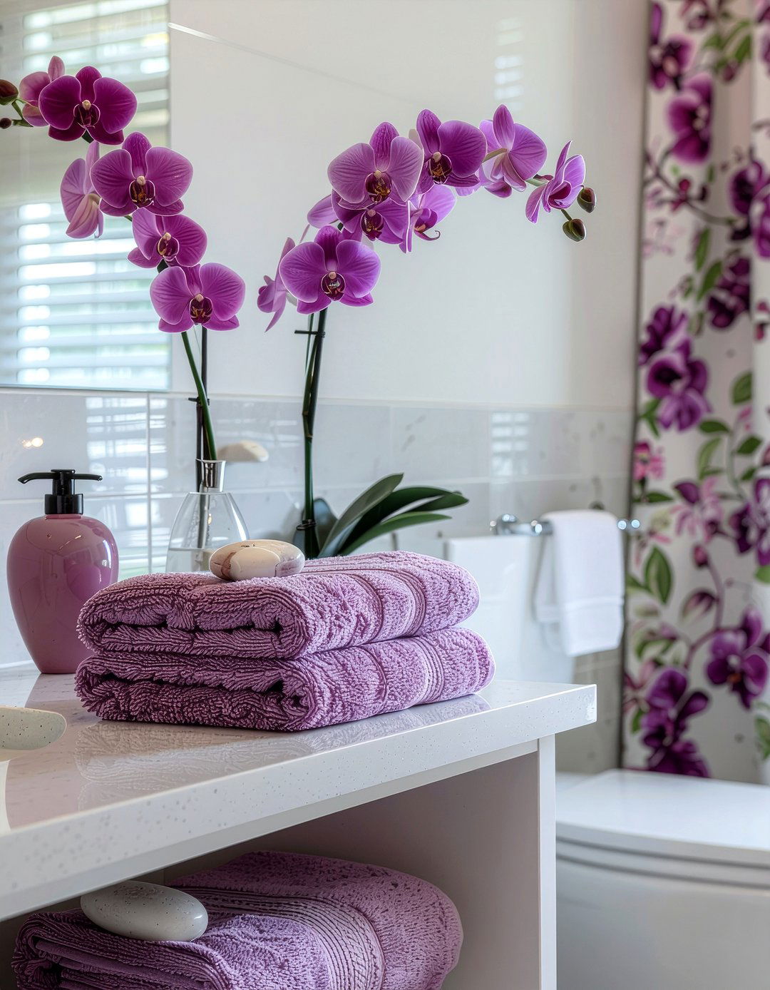 Orchid bathroom decor - 30 purple bathroom ideas