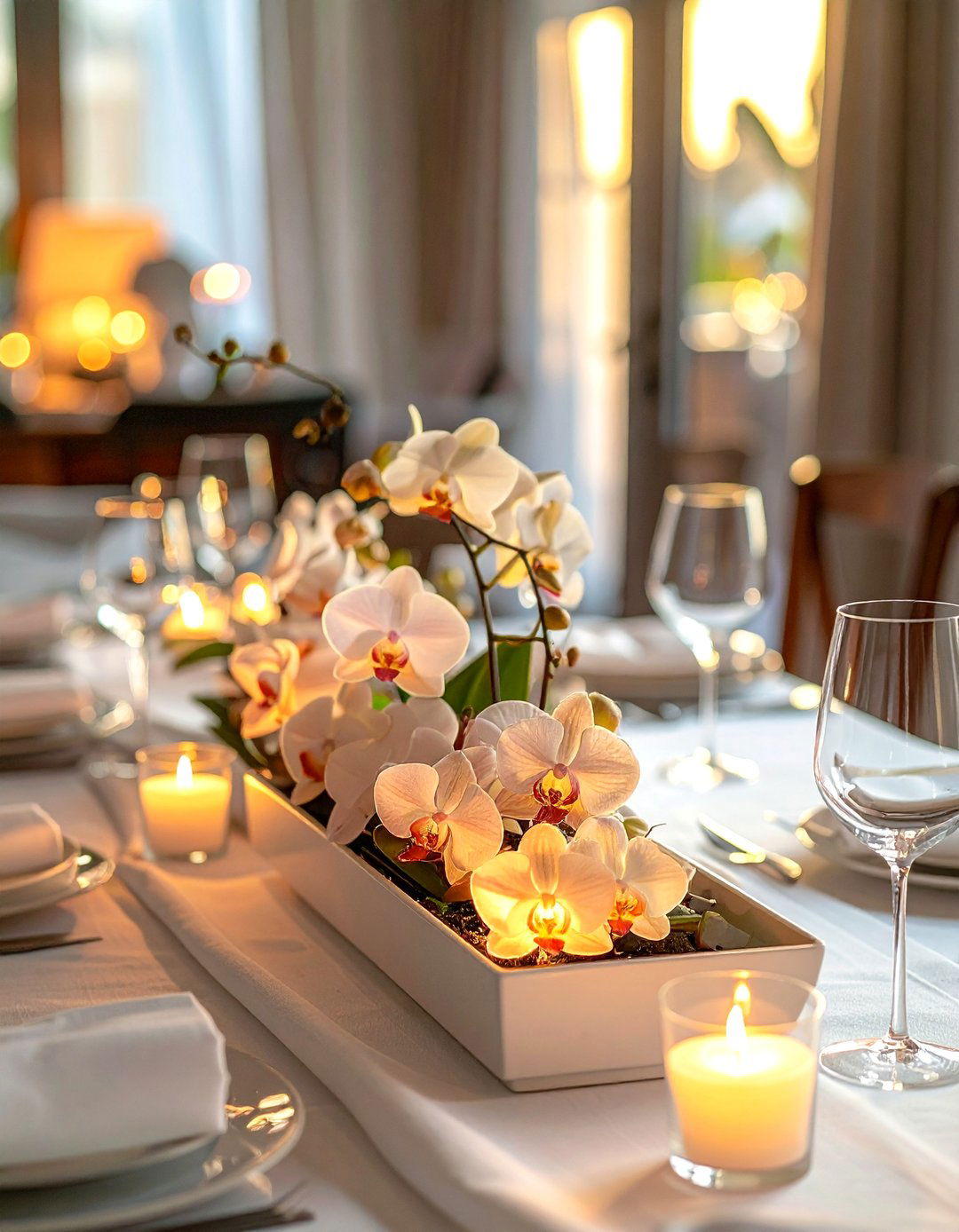 Orchid centerpiece for dining table - 30 orchid decor ideas