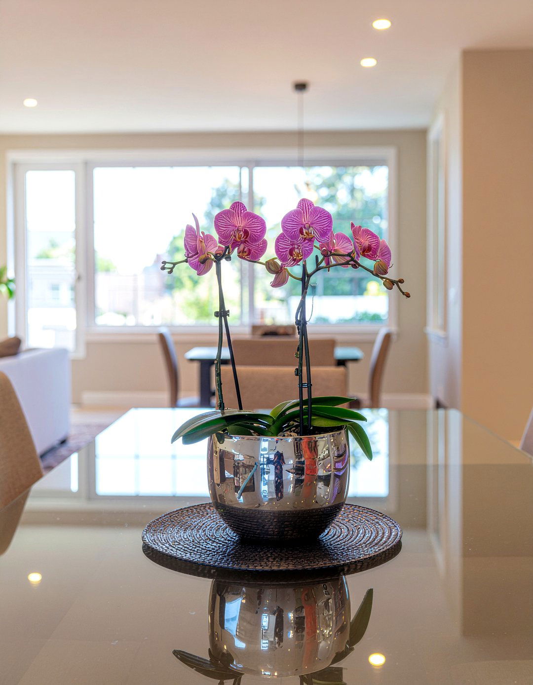 Orchid centerpiece for kitchen table - 30 kitchen potted plant ideas