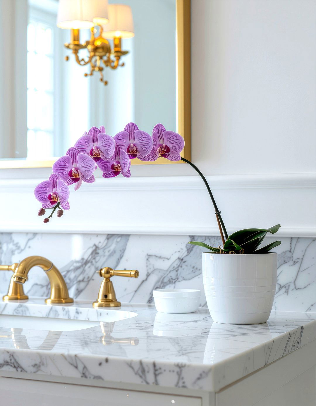 Orchid in marble bathroom - 30 bathroom orchid ideas