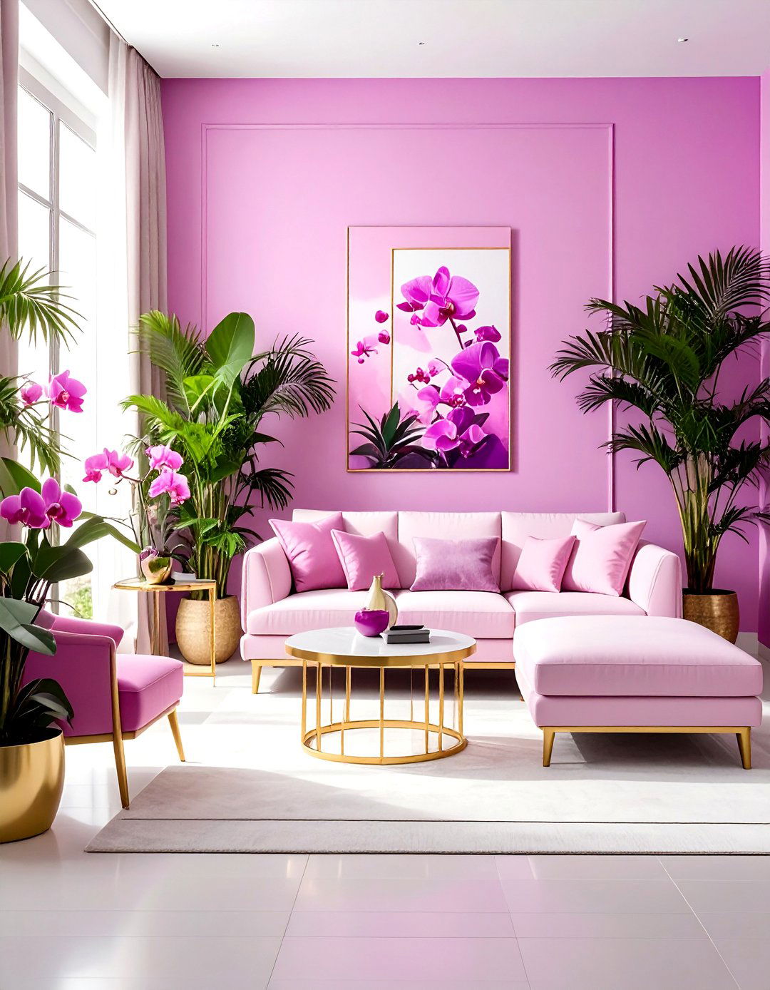 Orchid living room - 30 purple living room ideas