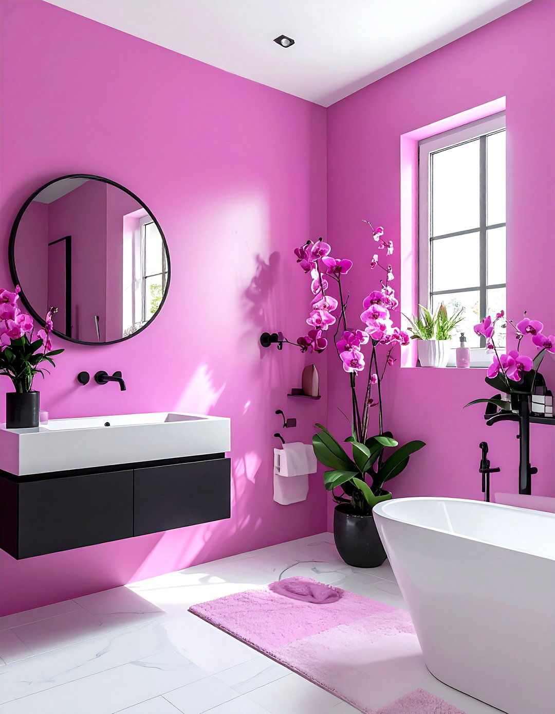 Orchid pink bathroom - 30 purple bathroom color schemes