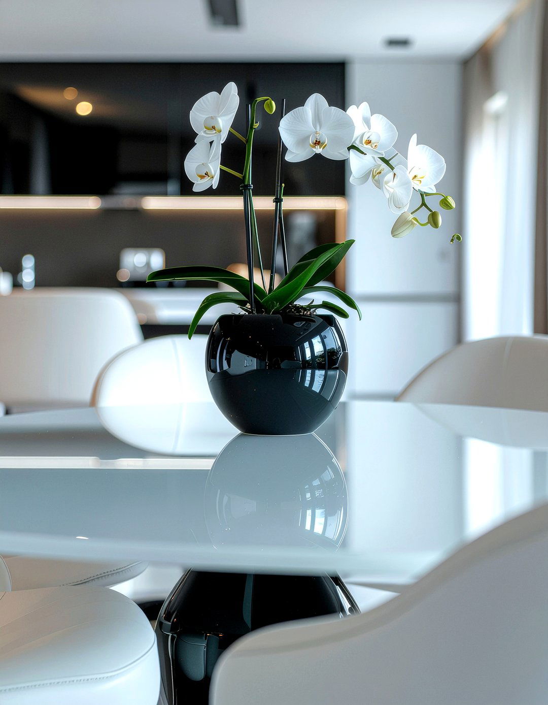 Orchid plant bloom dining centerpiece - 30 dining room potted plant ideas