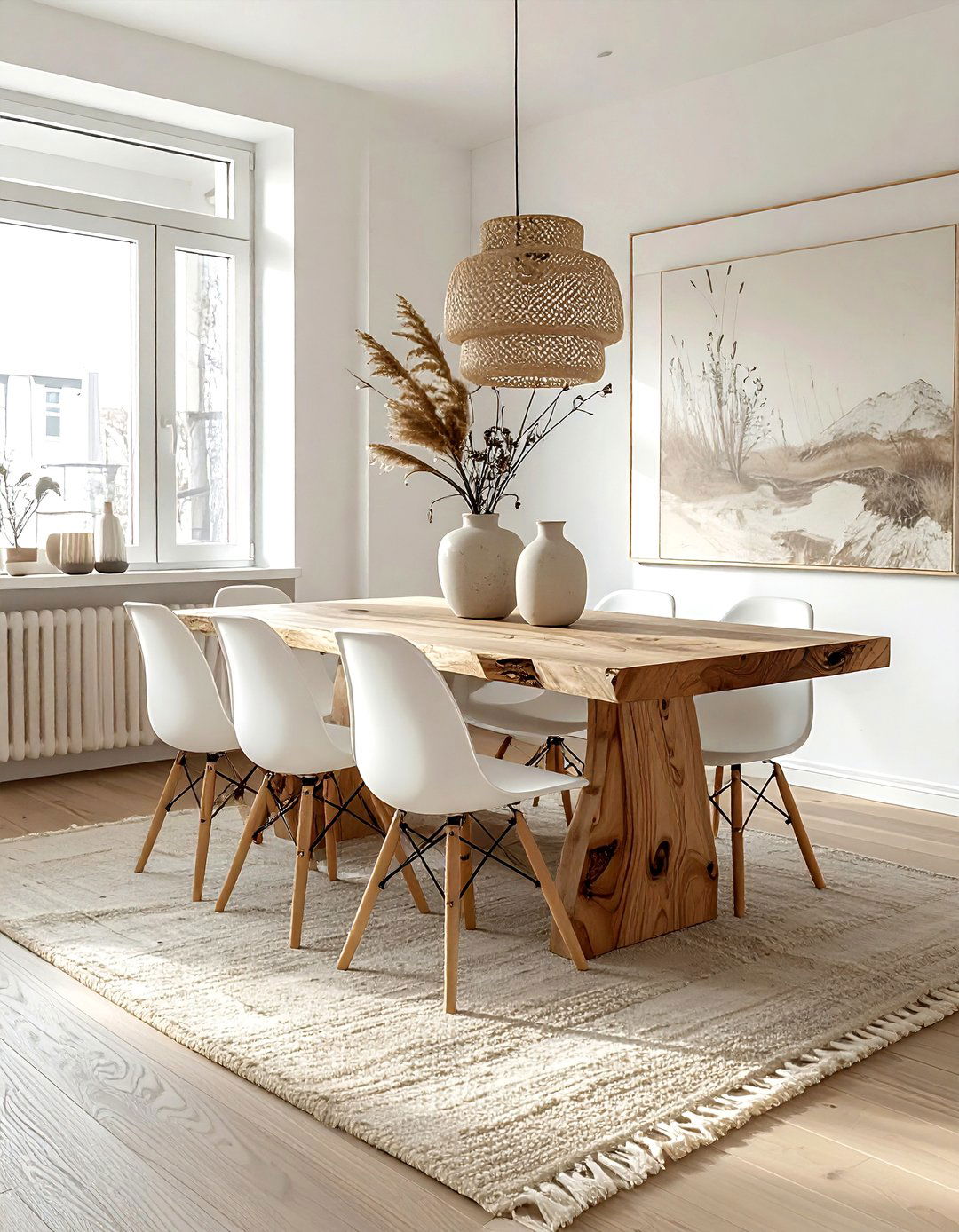 Organic Modern Beige White Dining Room - 30 beige and white dining room ideas