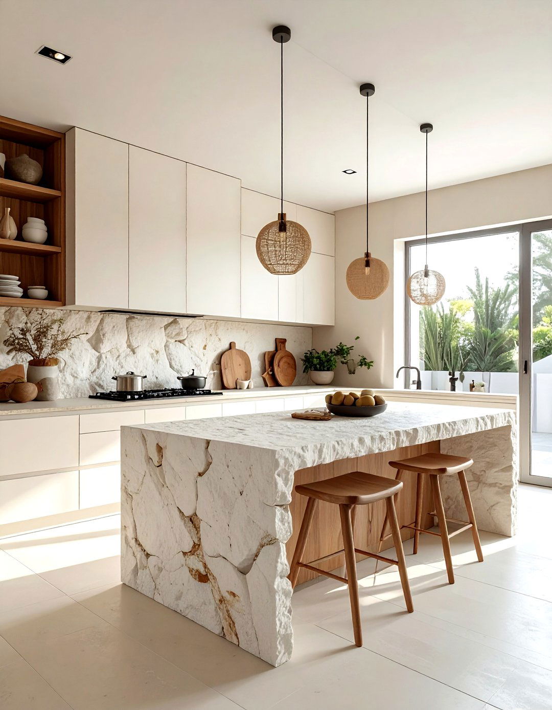 Organic Modern Cream Kitchen White Stone - 30 cream and white kitchen ideas