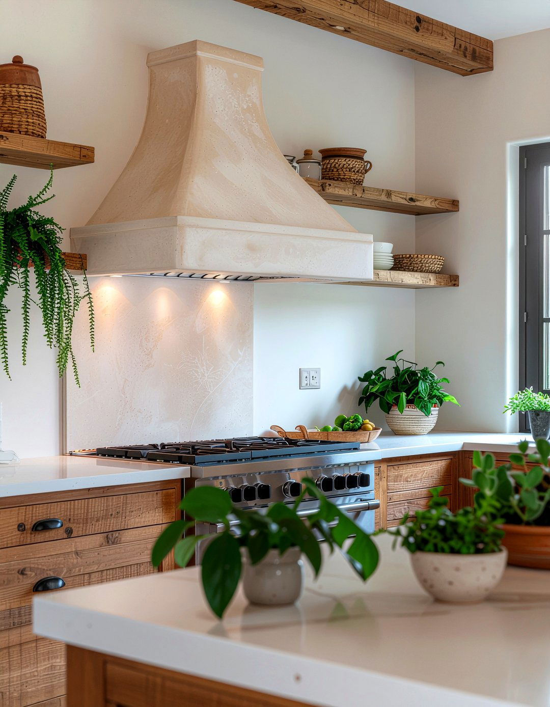 Organic Modern Plaster Hood - 30 plaster hood kitchen ideas