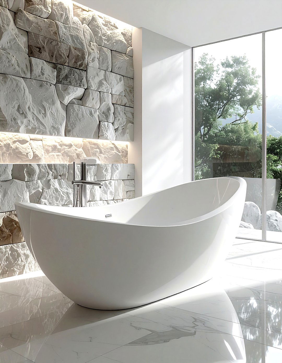 Organic Shape Bathtub - 30 spa-like decor ideas