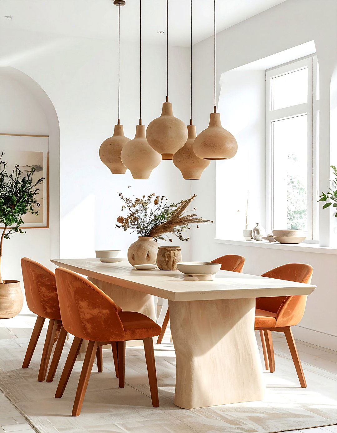 Organic Shape Ceramic Pendant - 30 cluster pendant dining room ideas