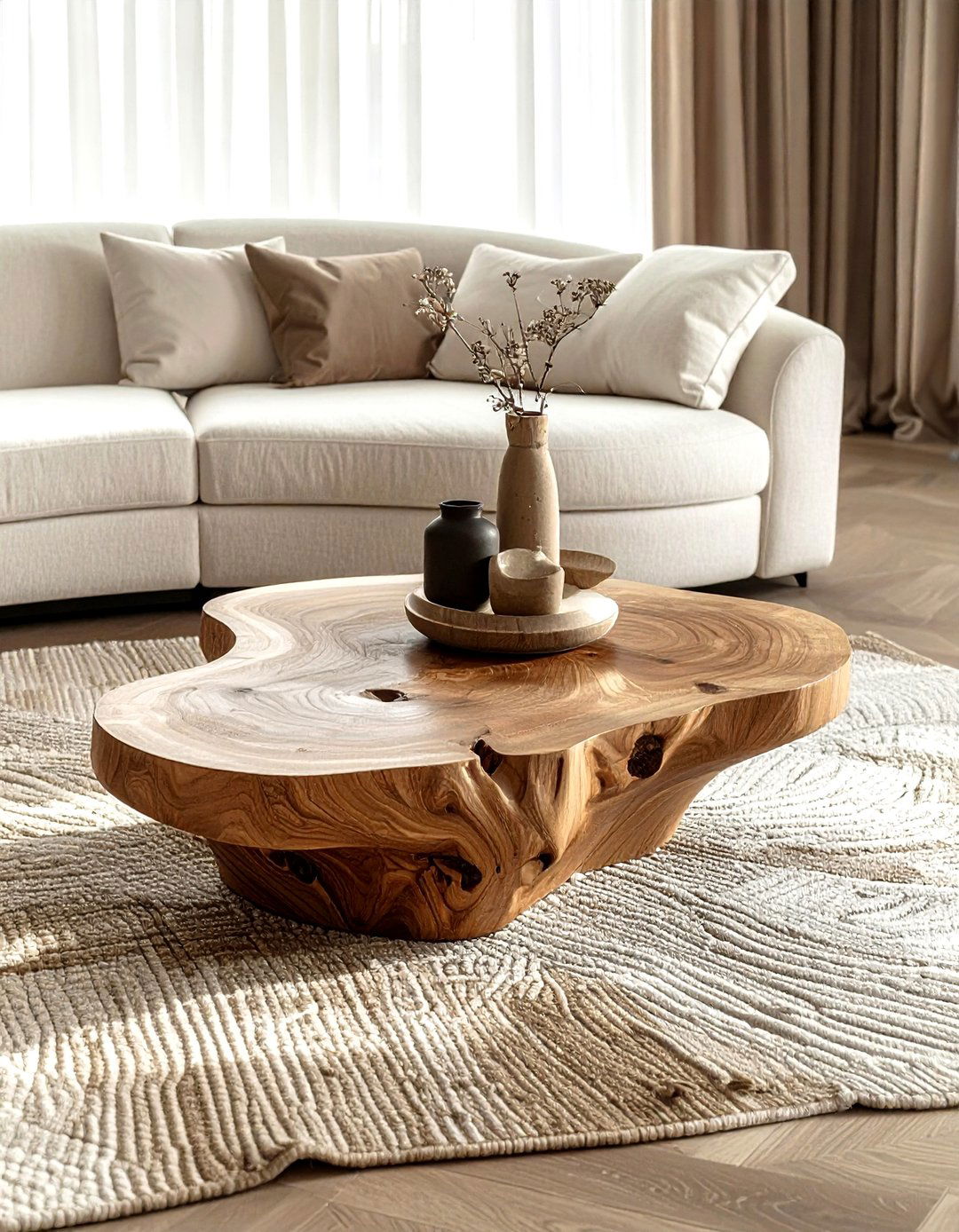 Organic Shape Coffee Table - 30 decor asymmetry ideas