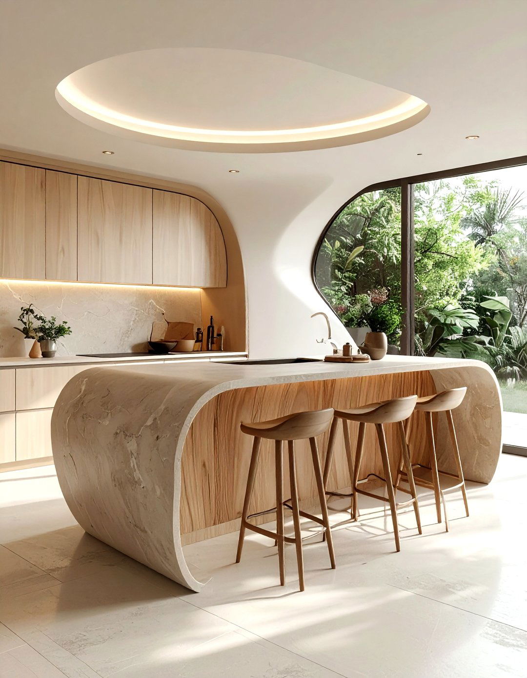 Organic Shape Kitchen Island - 30 zen kitchen ideas