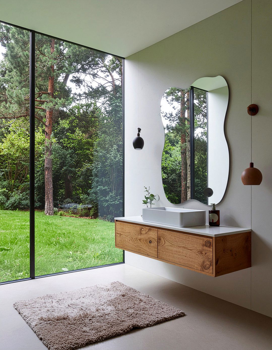 Organic Shape Mirror - 30 nature-inspired bathroom ideas