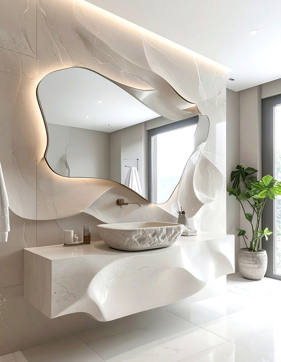 Organic Shaped Mirrors - 30 quiet luxury decor ideas