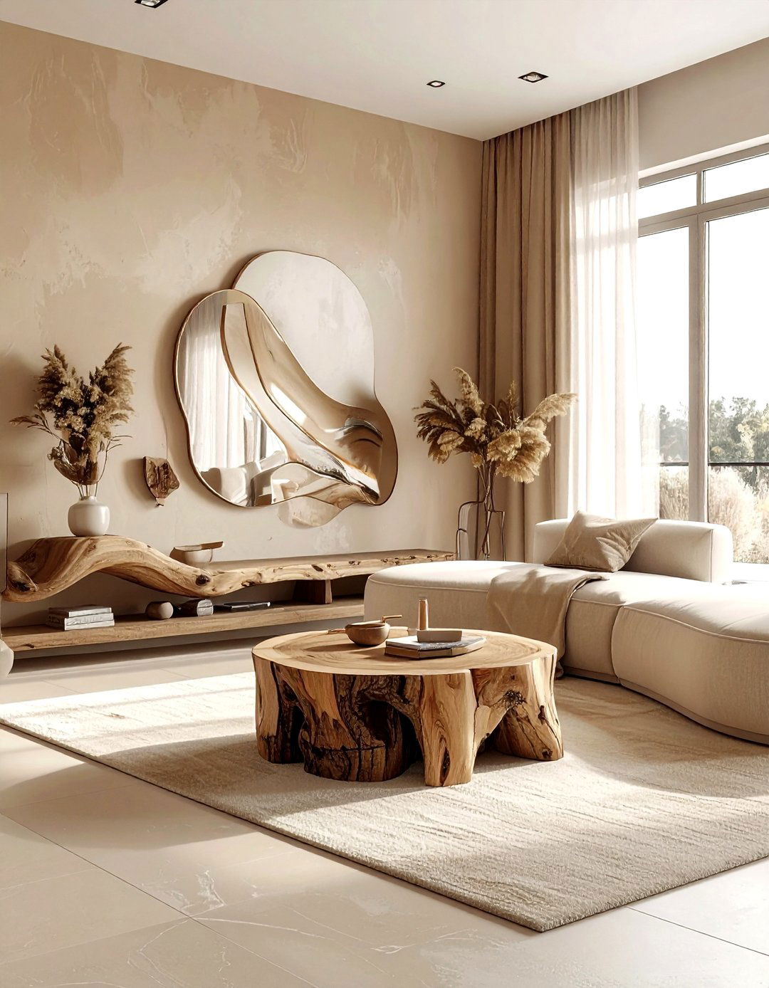 Organic modern beige living room - 30 beige living room decor ideas