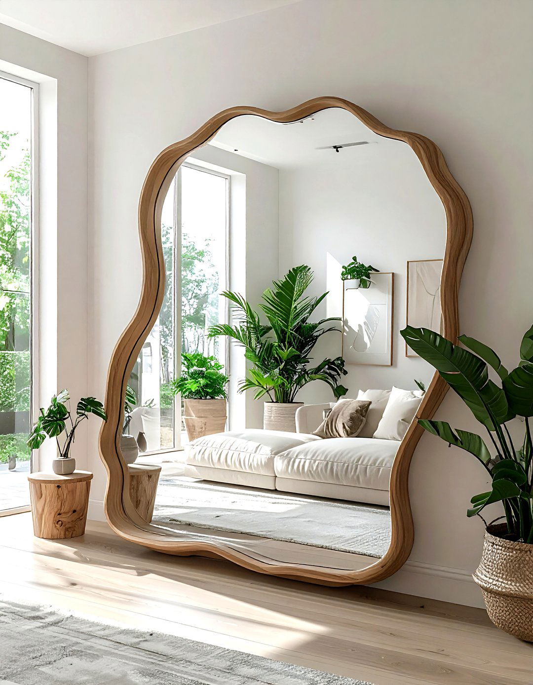 Organic shaped mirror - 30 calming decor ideas