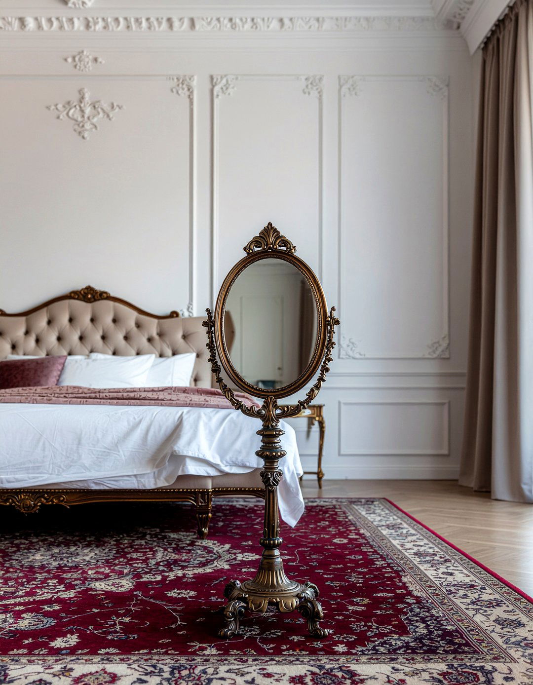 Ornate Antique Standing Mirror - 30 bedroom leaning mirrors