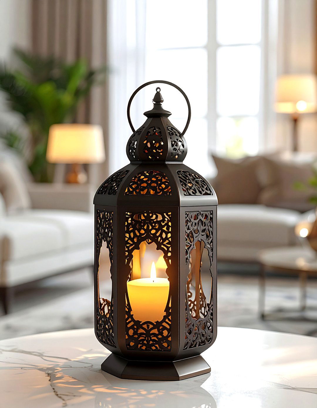 Ornate Bronze Filigree Lantern - 30 living room candle lanterns