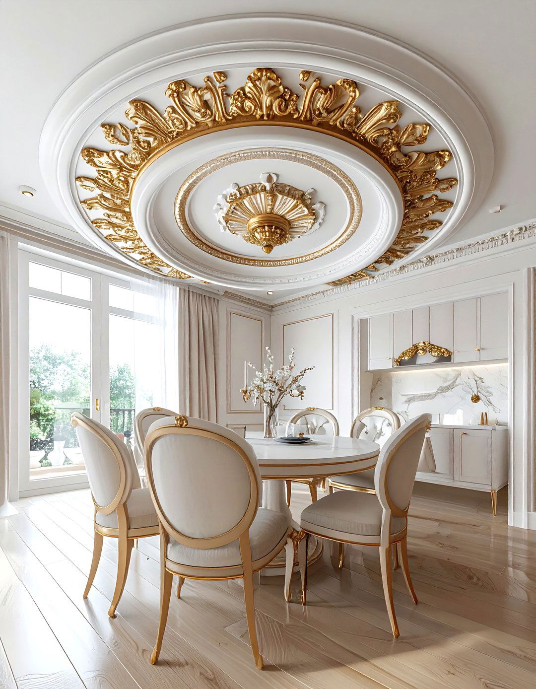 Ornate Ceiling Medallion - 30 château dining room ideas