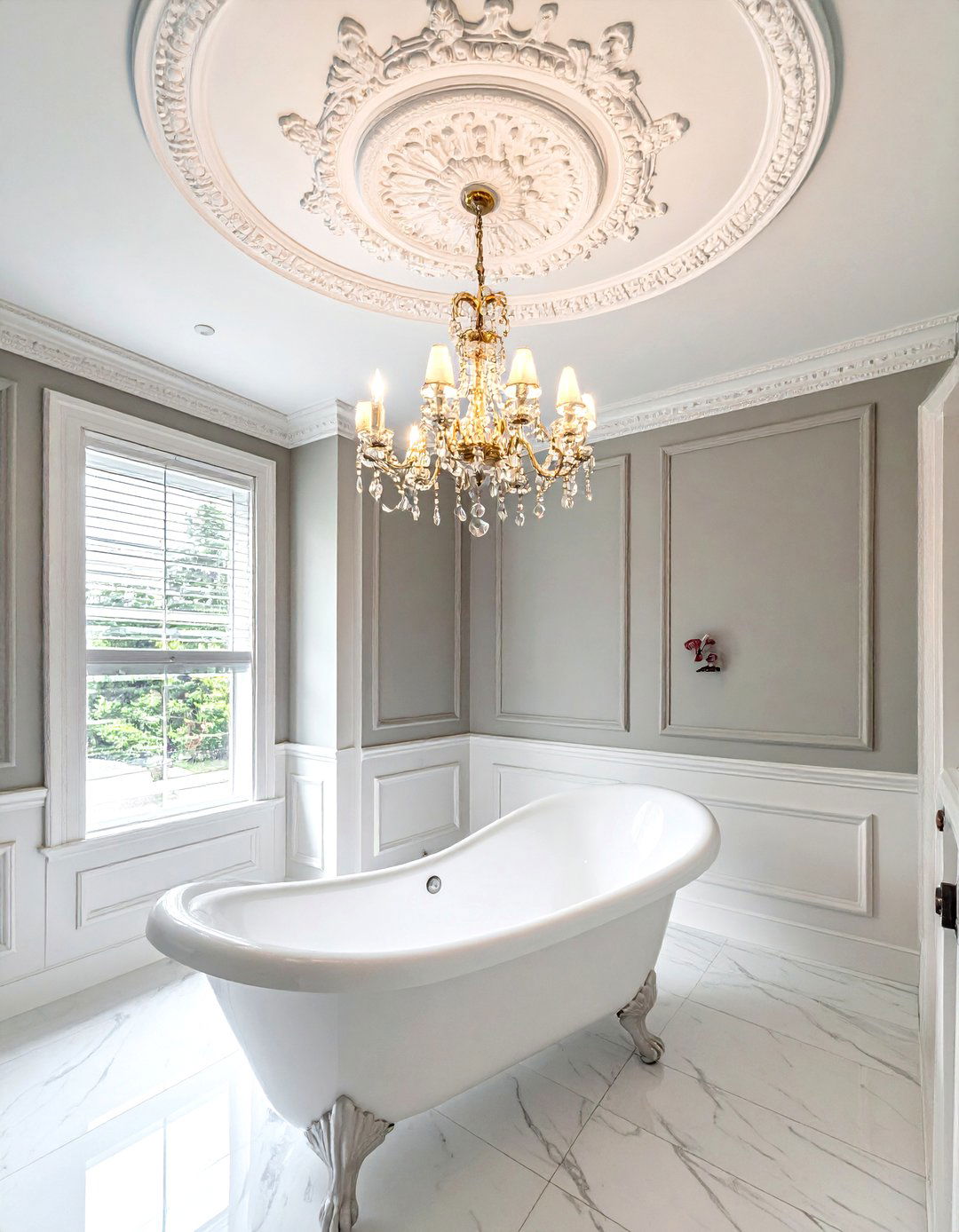 Ornate Ceiling Medallion - 30 eclectic bathroom ideas