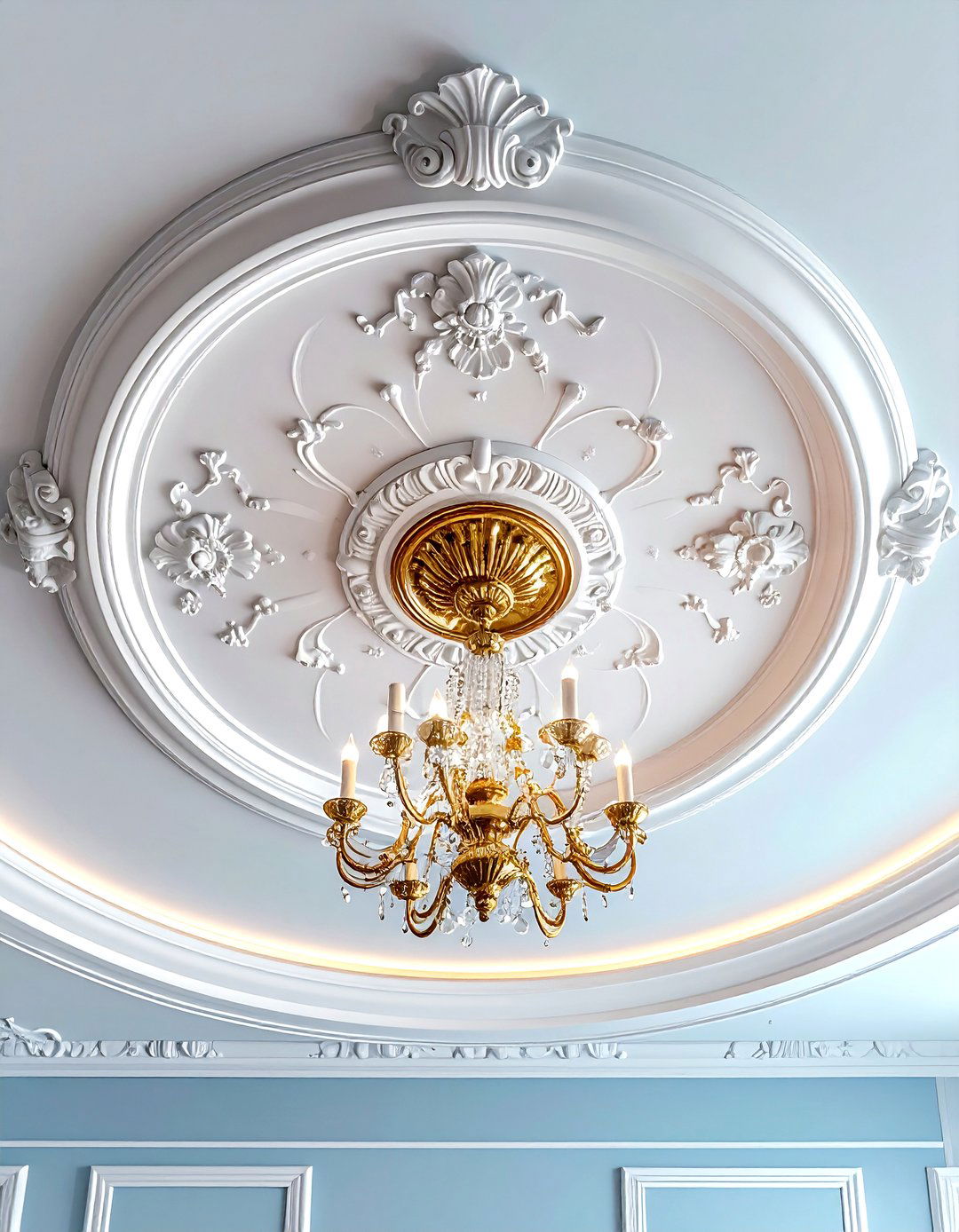 Ornate Ceiling Medallion - 30 grand entryway ideas