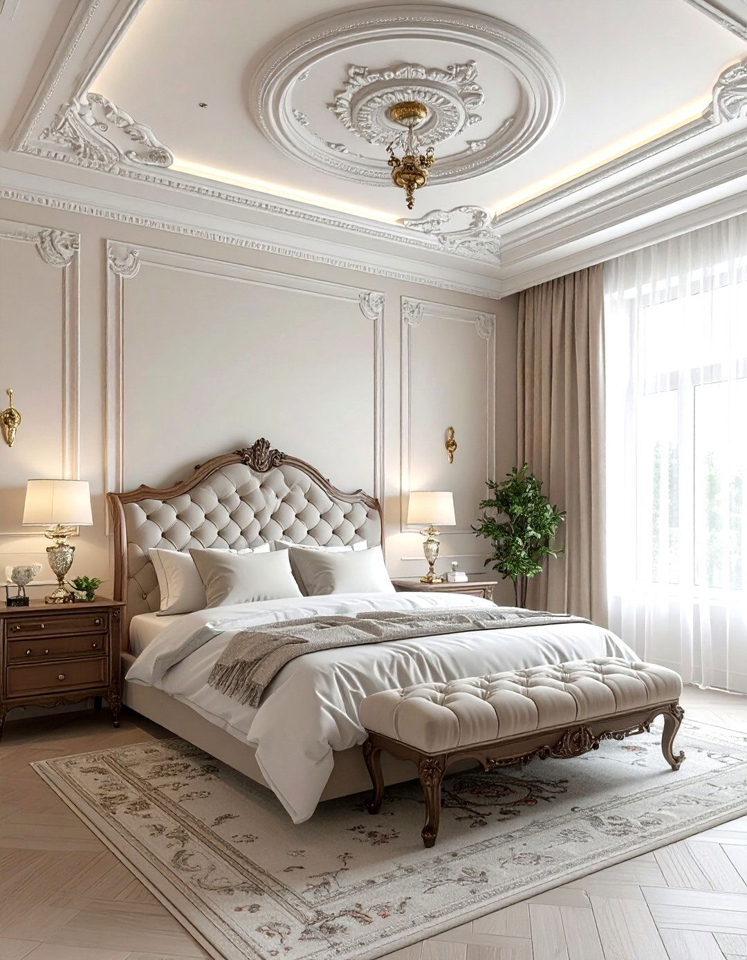 Ornate Ceiling Medallion - 30 bedroom statement piece ideas