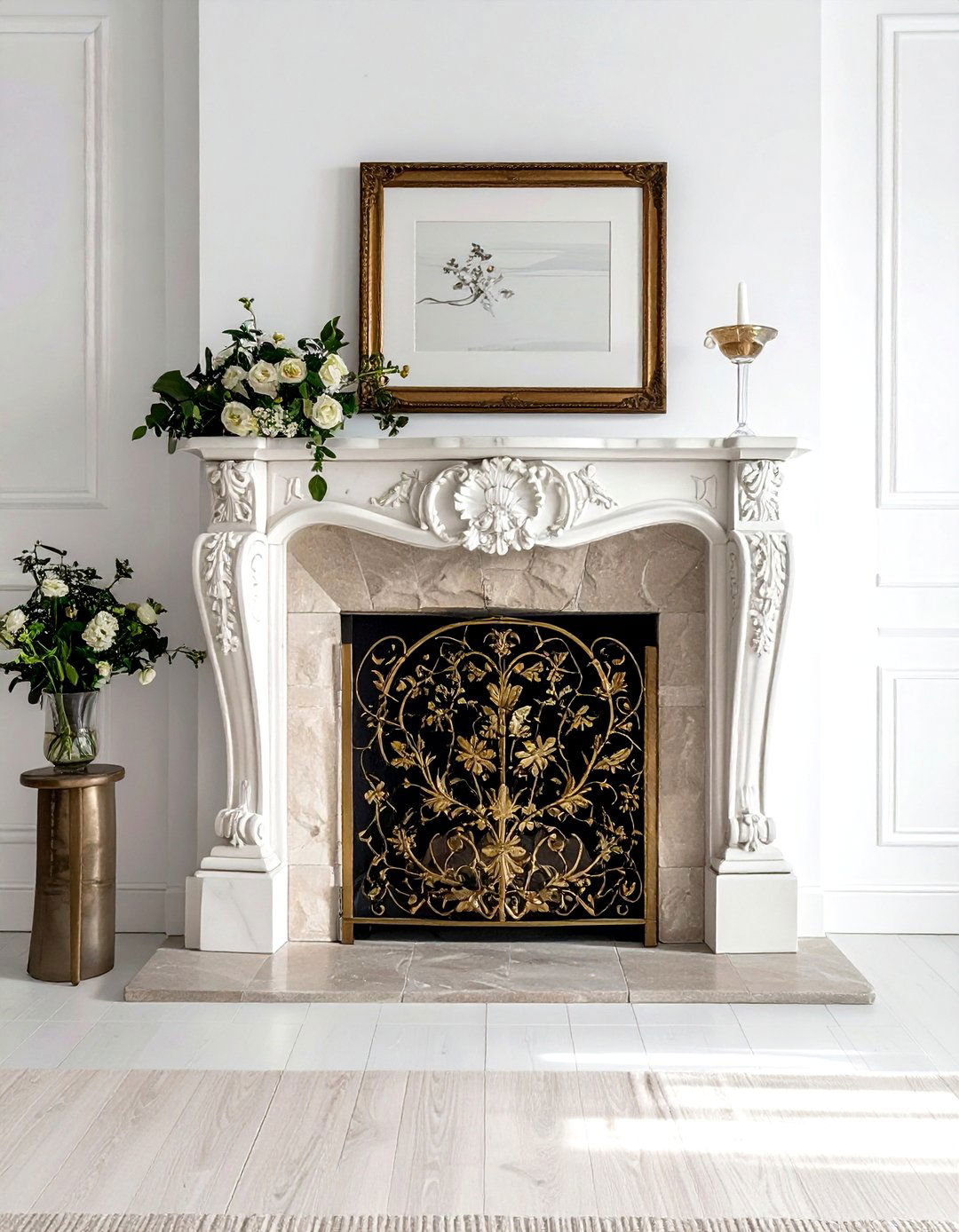 Ornate Fireplace Screen Living - 30 antique decor ideas
