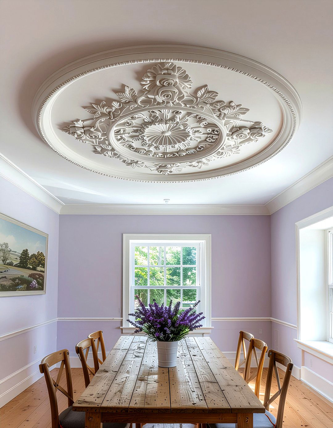 Ornate Floral Ceiling Medallion - 30 dining room ceiling medallion ideas