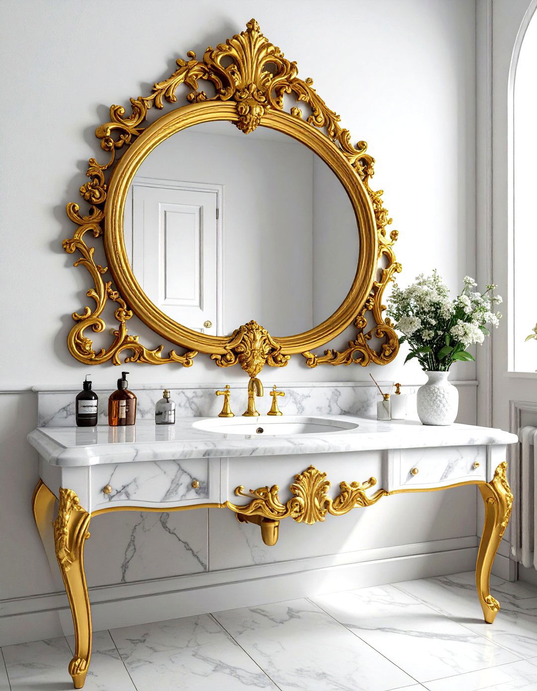 Ornate Gold Bathroom Mirror - 30 Tudor bathroom ideas
