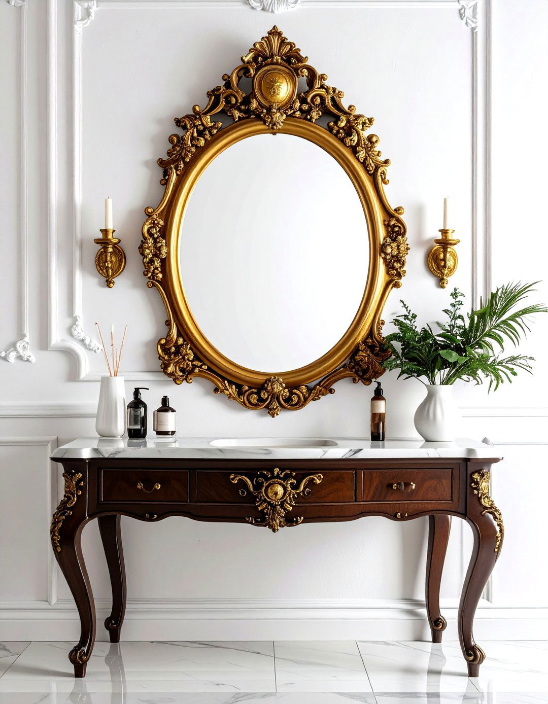 Ornate Gold Mirror - 30 Victorian bathroom ideas