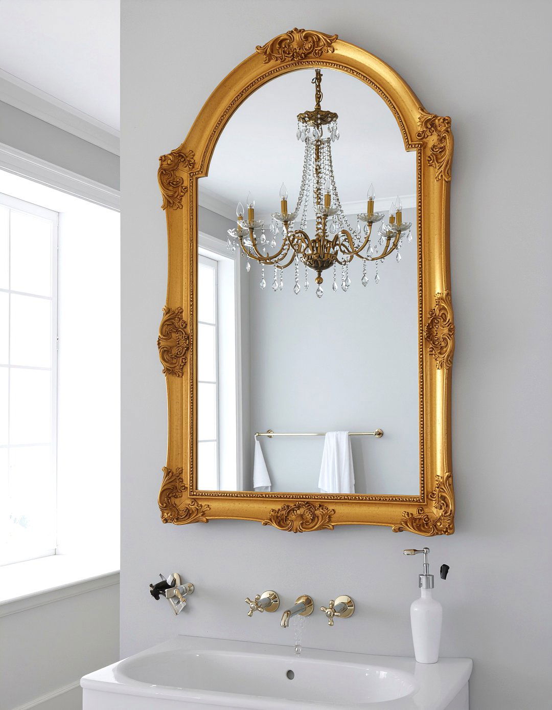 Ornate gold mirror - 30 Georgian bathroom ideas