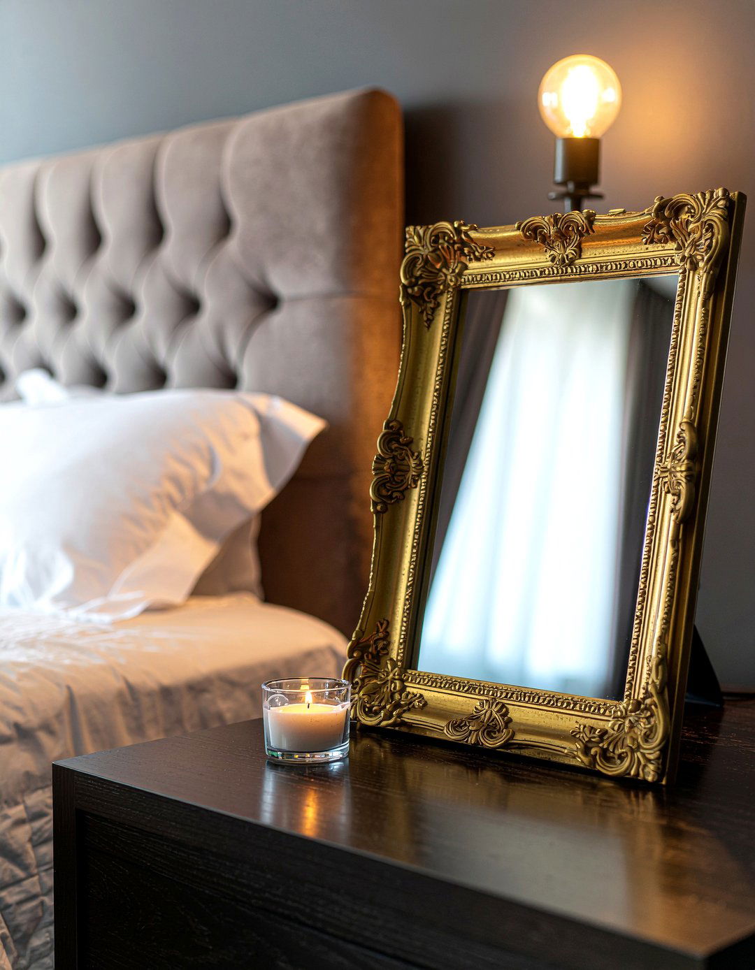 Ornate gold mirror - 30 gothic bedroom ideas