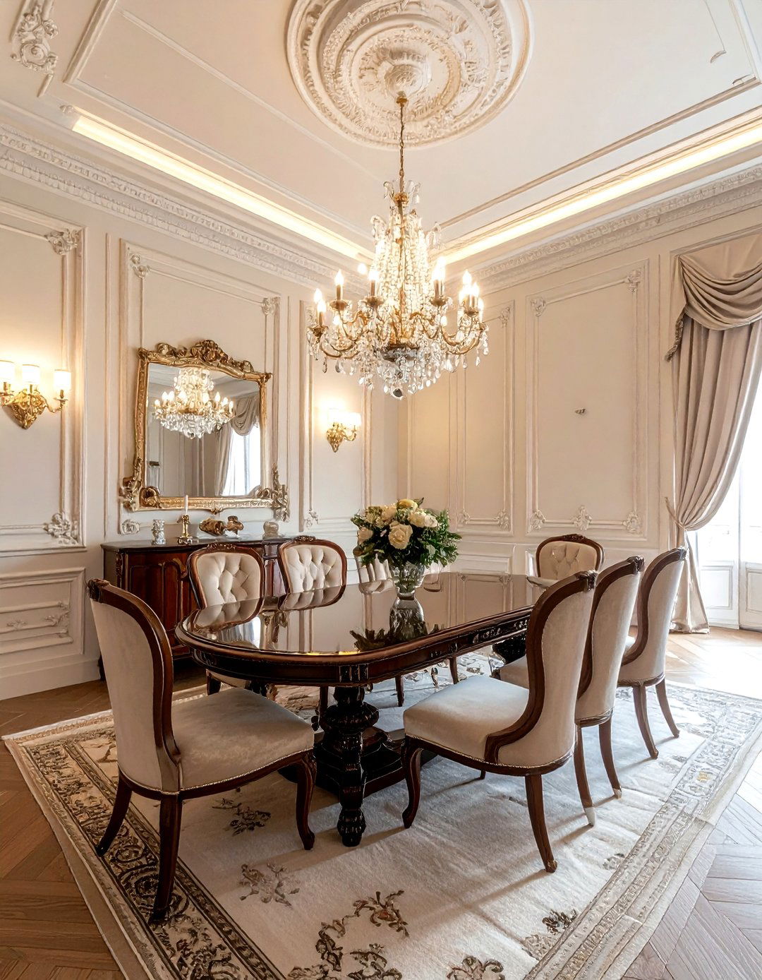 Ornate molding dining room - 30 palatial dining room ideas