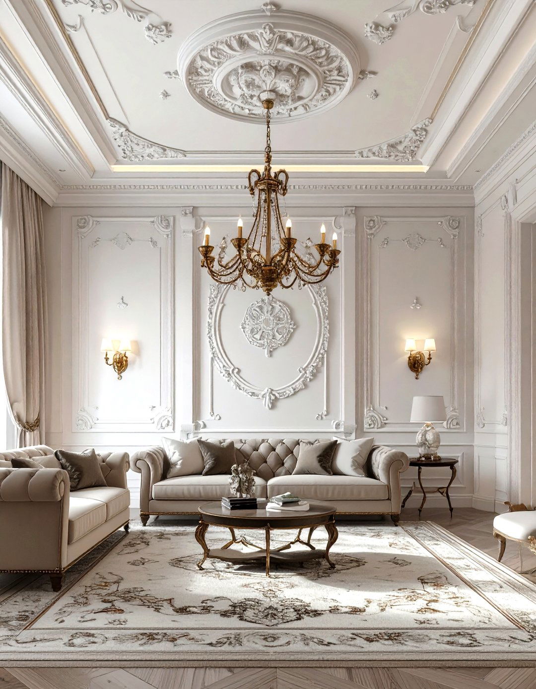 Ornate plaster medallion - 30 living room ceiling medallion ideas