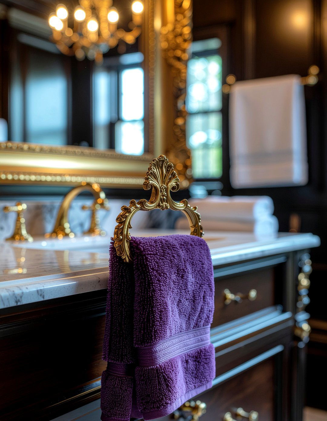 Ornate towel ring - 30 bathroom towel ring ideas