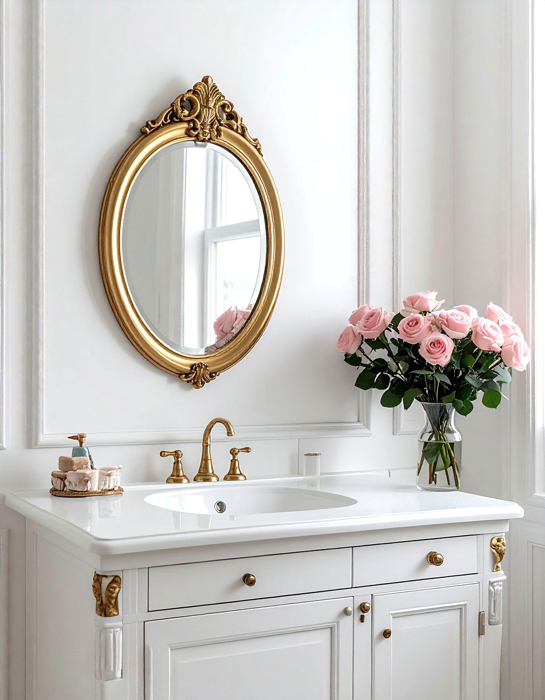 Ornate vintage oval mirror - 30 oval bathroom mirror ideas