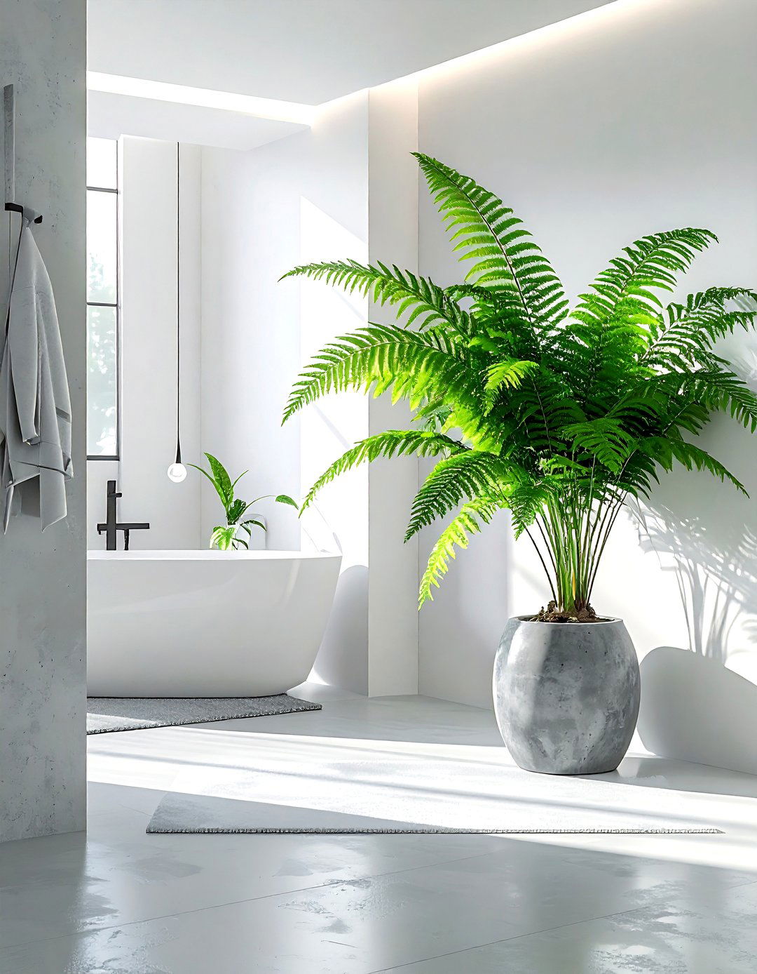 Ostrich Fern Minimalist Bathroom - 30 bathroom fern ideas