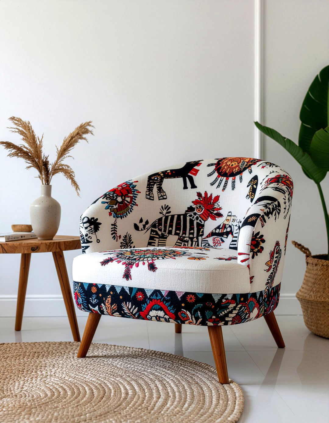Otomi fabric chair - 30 embroidered living room ideas