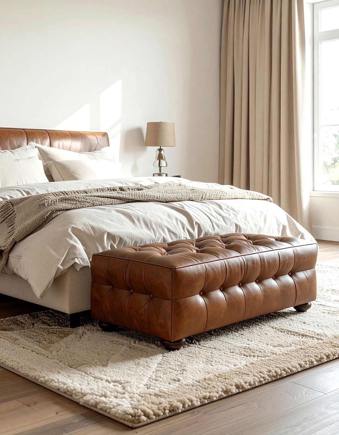 Ottoman At Bed Base - 30 bedroom seating arrangements ideas