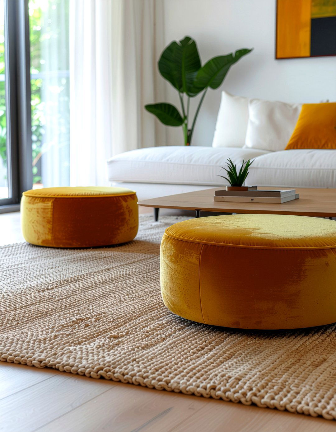 Ottoman Extra Seating - 30 narrow living room ideas