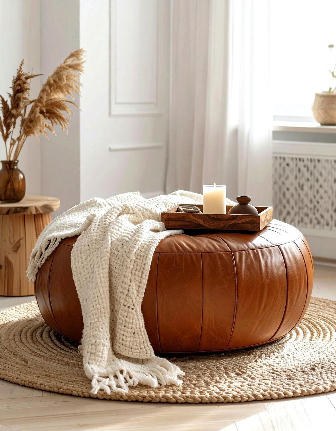 Ottoman Layering - 30 living room blanket styling ideas