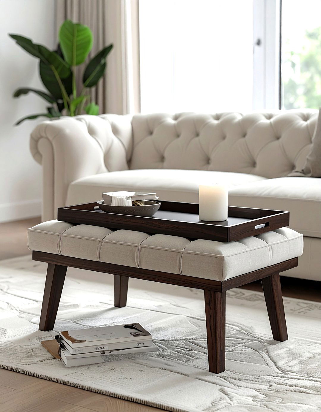 Ottoman Tray Decor - 30 styling vignette ideas